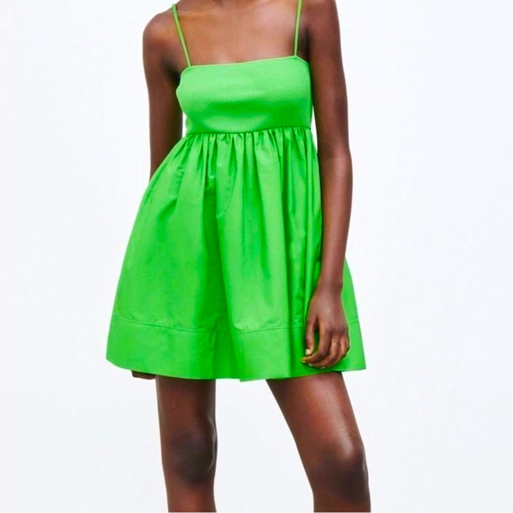 Green Zara Babydoll Dress Size M